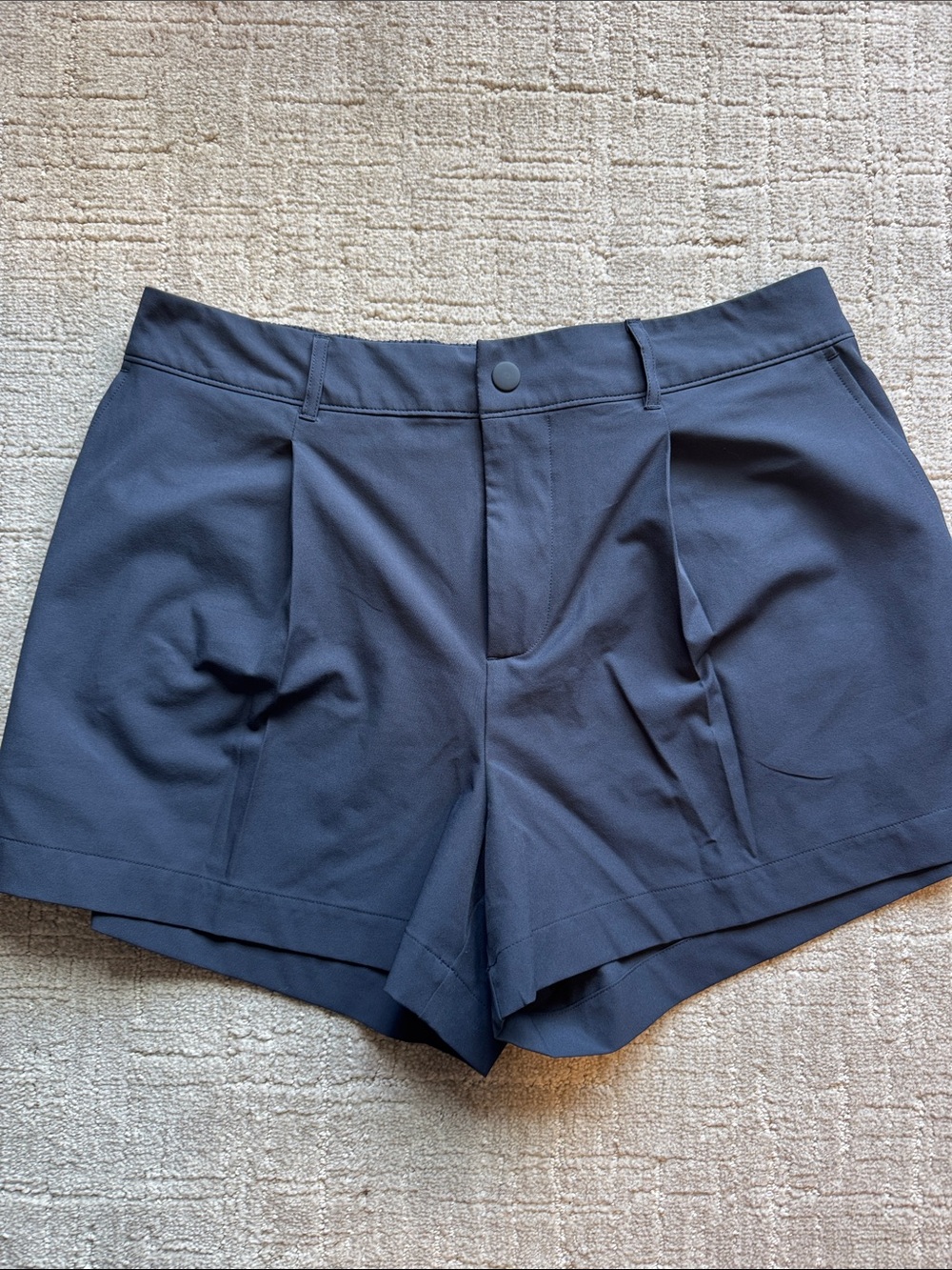 Women's Navy Pleated Front Shorts